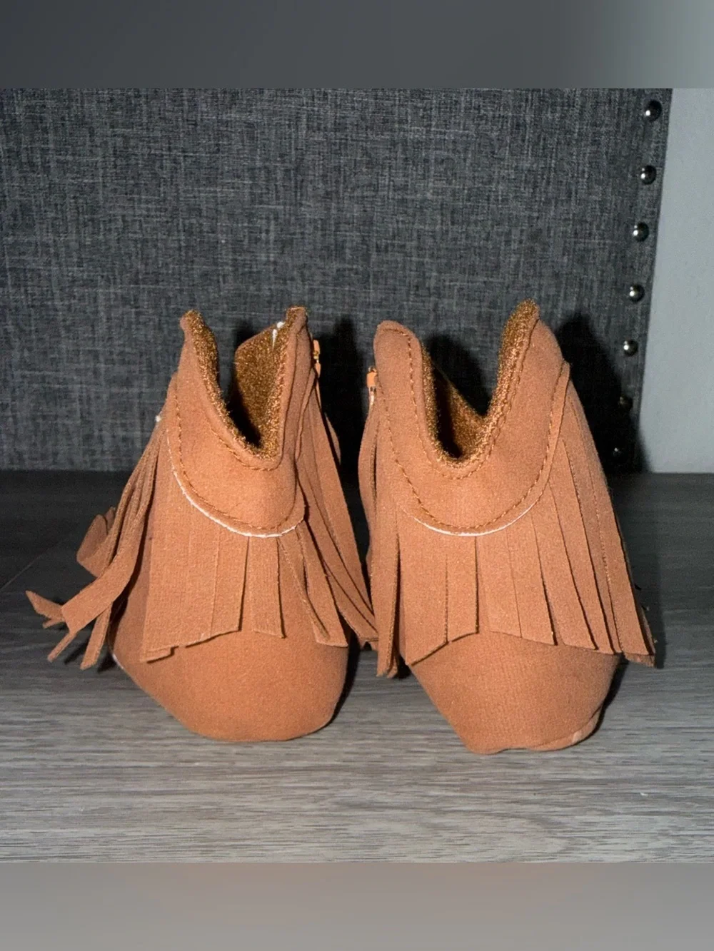 Camel Brown Fringe Infant Cowboy Boots Newborn Size 0-6 Months
